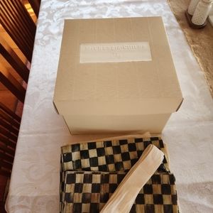 Mackenzie-childs gift box with courtly check paper & cream ribbon